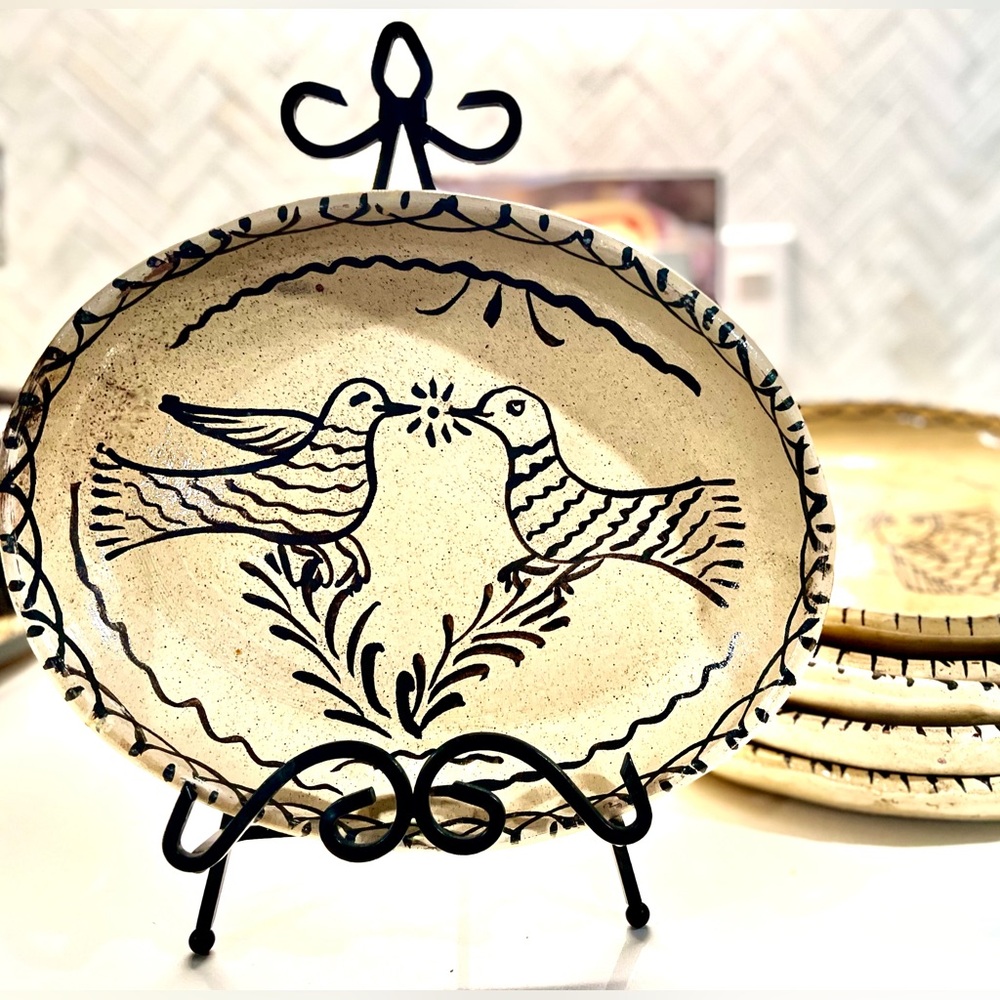 Artisan Ceramic Plate with Bird Design